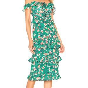 Tularosa Kelly Green Floral Lily Dress size M C6
